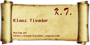 Klasz Tivadar névjegykártya